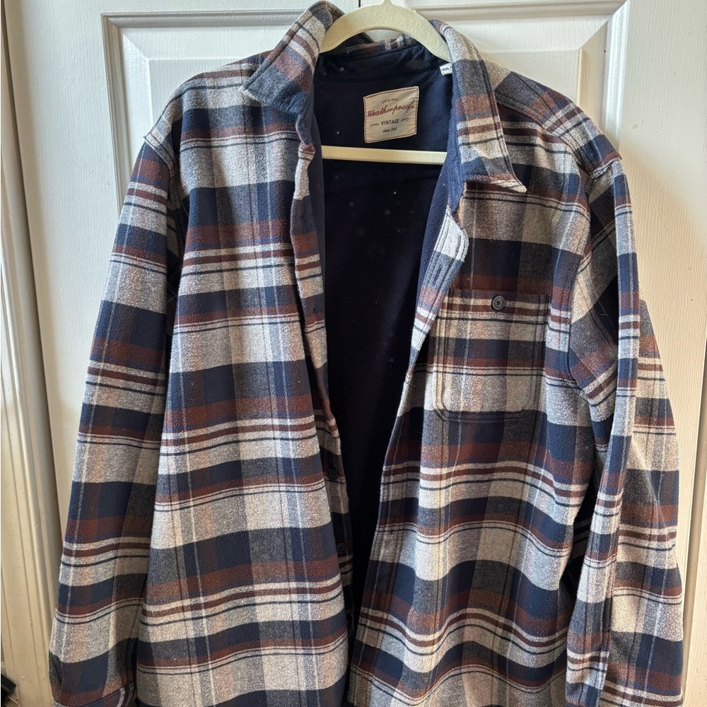Woolrich Blue and Brown Lightweight Shirt Jacket